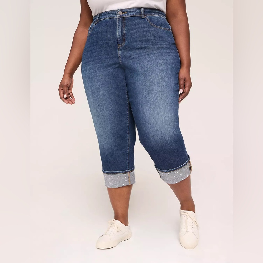 Lane Bryant Capri Jean With Embellished Cuff, NWT